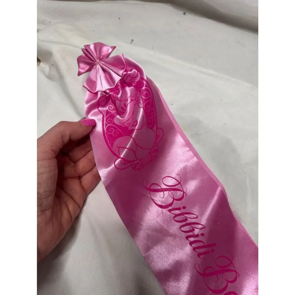Bibbidi Bobbidi Boutique Pink Drawstring Bag‎ & Sash.